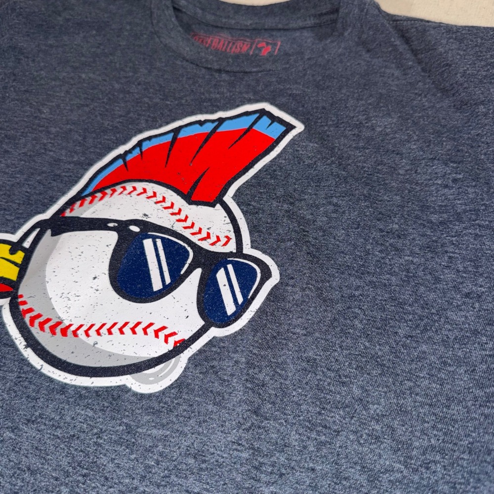 Baseballism Youth Large YL T-Shirt Heather Gray Mohawk Baseball Graphic Tee